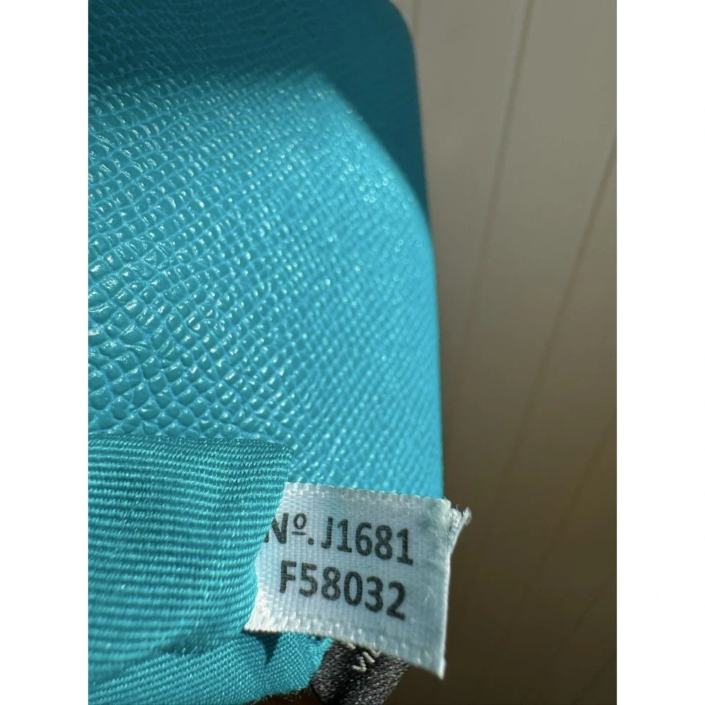 Coach F58032 Corner Zip Wristlet Turquoise Blue Green Crossgrain Leather w Slots